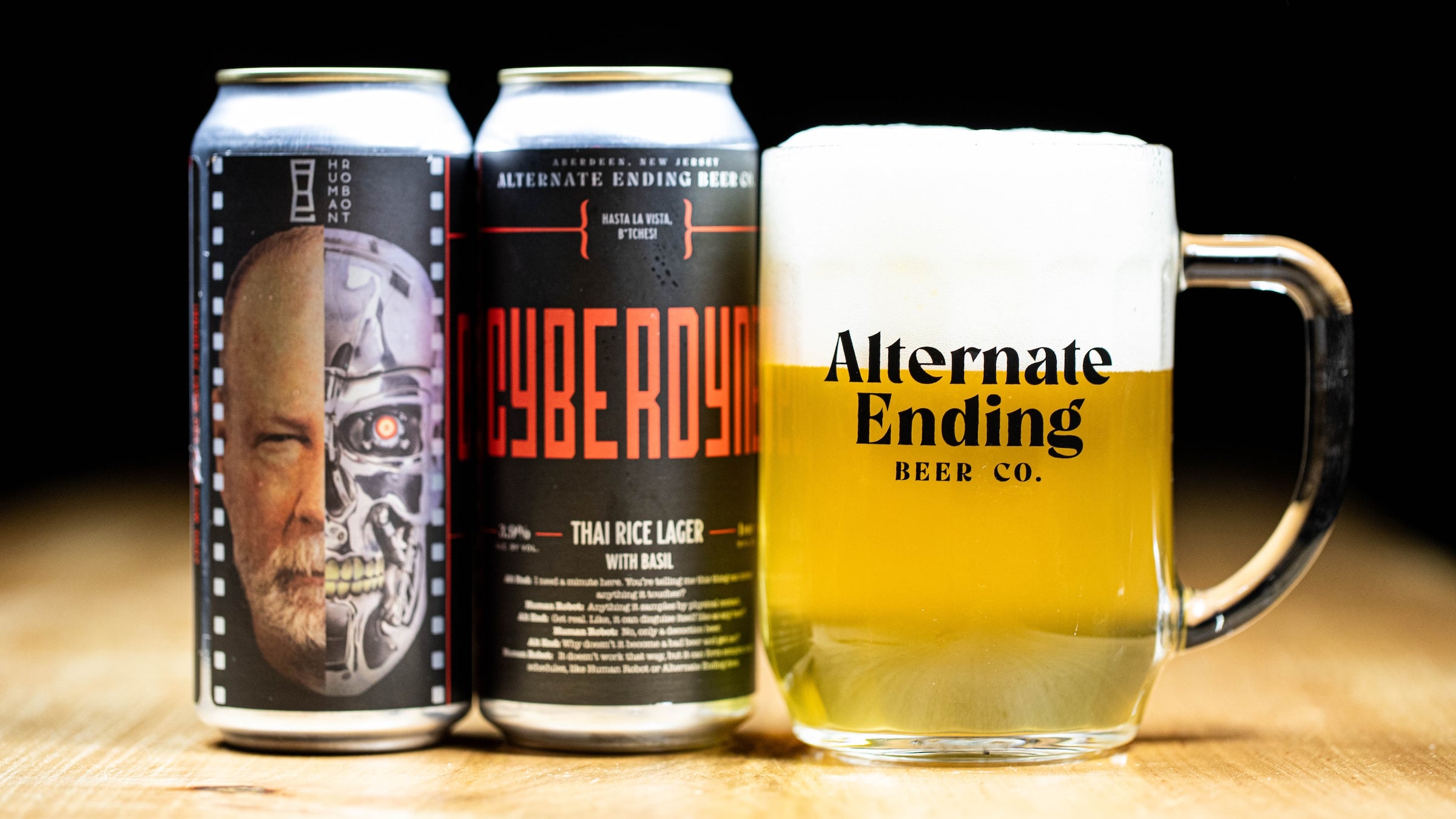 Cyberdyne Collab with Human Robot Thai Rice Lager with Basil 3.9% –  Alternate Ending Beer Co.